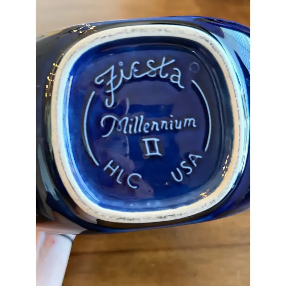 Fiesta Millennium II Cobalt Disc Vase Pitcher HLC USA Commemorative